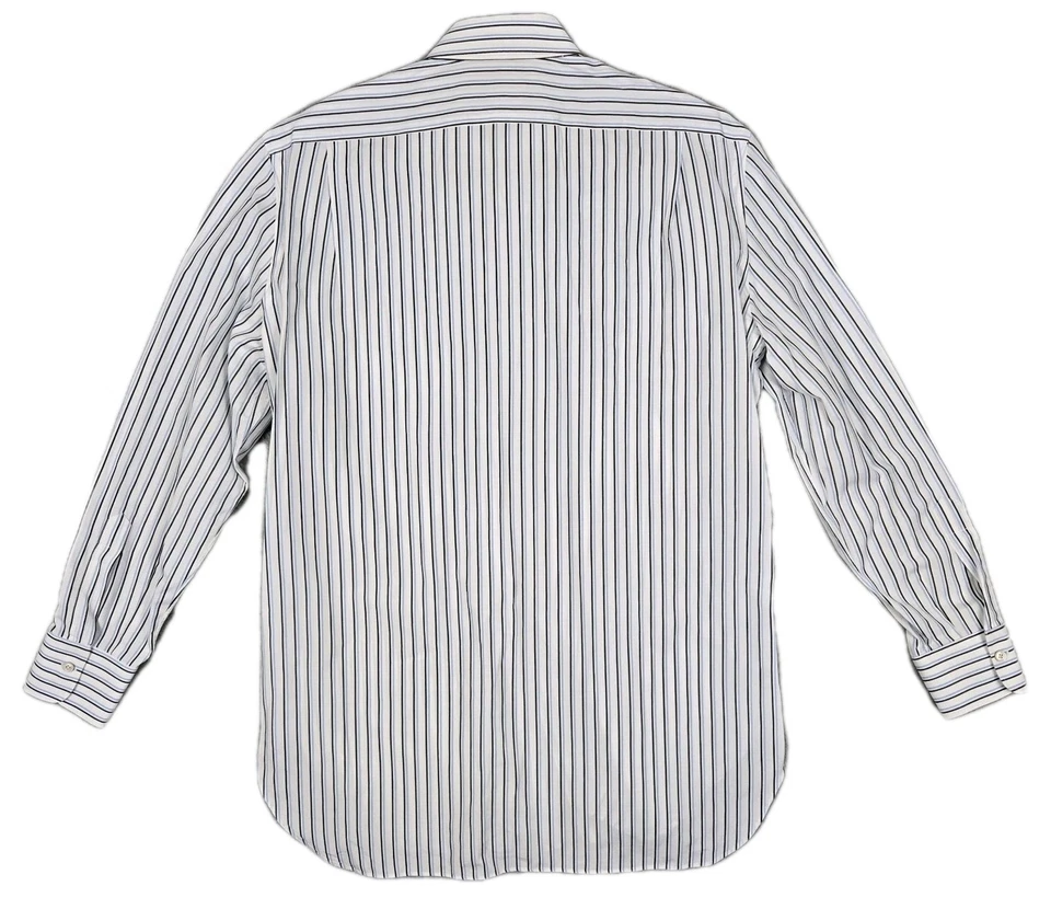 Camisa de vestir Kiton Napoli de algodón con cuello extendido blanca a rayas para hombre talla 16,5/42 Foto 2 de 4