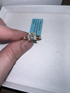 Authentic 3 Carat Gold Plated Sterile Silver Women’s Three Stone Square Moissanite Ring 8