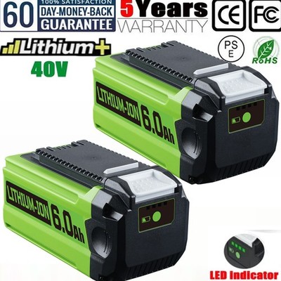 2x 40V 6000mAh Lithium-Akku G-MAX 29472 29462 29252 20202 für Greenworks