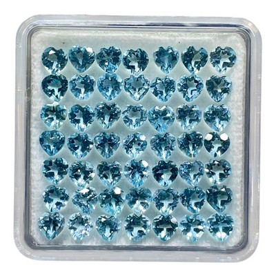 VVS 50 Pcs Natural Sky Blue Topaz 4mm Heart Cut Loose Untreated Gemstones Lot