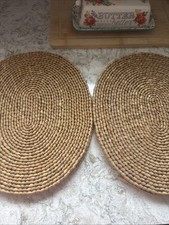Set Of 4 BOHO Style OVAL Wicker Hand-Woven Straw Placemats 12 X 10
