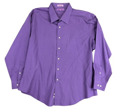 Bergamo New York Purple Button-Up Shirt 2XL Fitted Long Sleeve Menswear