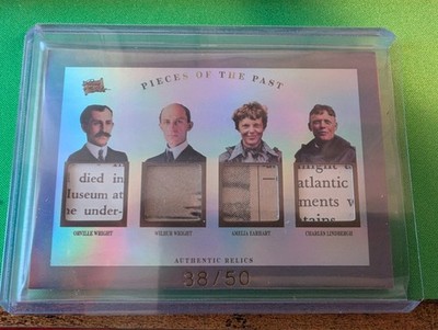 2023 Pieces of the Past Wright Earhart Lindbergh Quad Relic #239 Serial #38/50