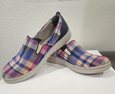 Dansko Women  s Belle Madras Plaid Canvas Slip On Comfort Sneaker Sz 41/US10.5-11