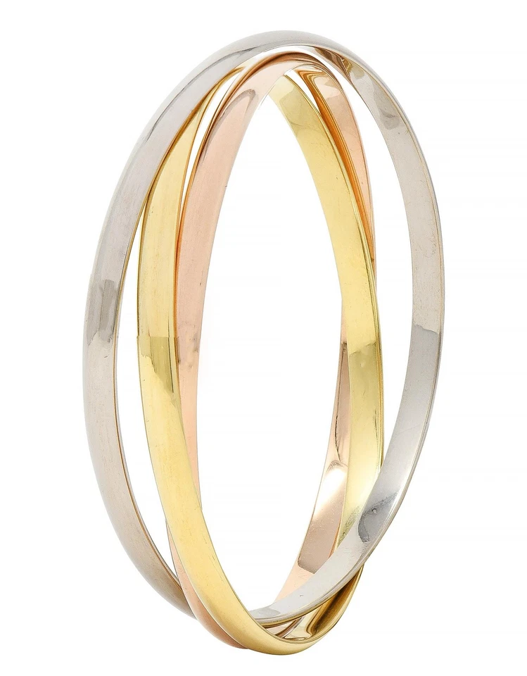Brazalete Cartier Vintage Oro Tricolor Trinidad Rodante Unisex 18 quilates Foto 3 de 4