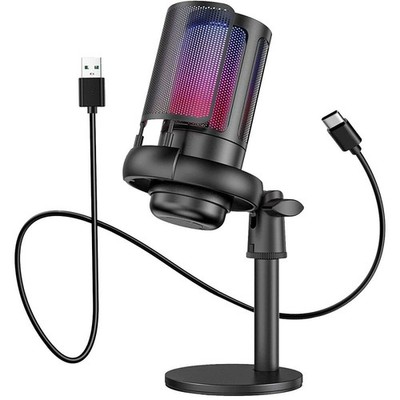 Gaming USB Mikrofon PC RGB Microphone Streaming Podcast Studio Kondensator Mic