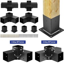 Pergola Brackets 3-Way Right Angle Corner Bracket Woodworks DIY Post Base Kit