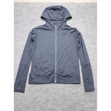Athleta Womens Small Navy Full Zip Hoodie Thumbhole Performance Jacket Heathered