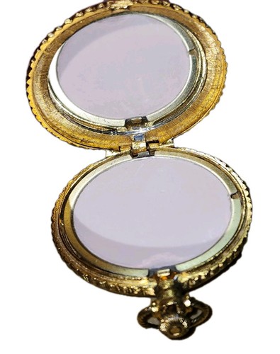 Orologio da tasca compatto vintage Max Factor cammeo polvere trucco specchio vanità stile - Foto 15 di 21