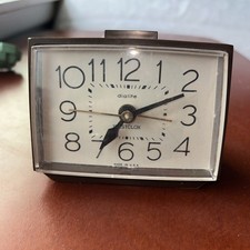 Vintage Westclox Dialite 1960s Alarm Clock Electric Works. Brown. Made In USA