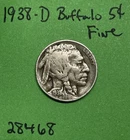 1938 D Buffalo 🦬 Indian Head Nickel 5c Fine