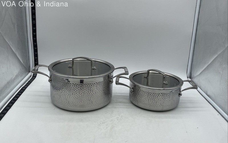 Blue Jean Chef 6qt Stockpot & 3qt Casserole Hammered Stainless Steel 4pc Set