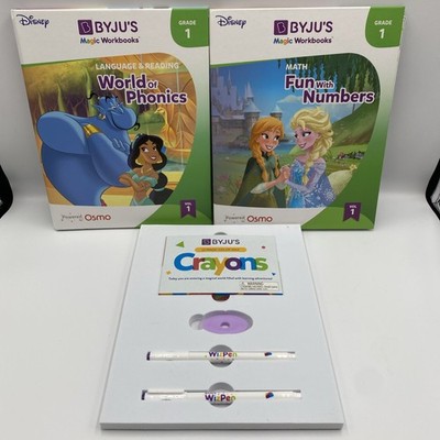 BYJU s Disney Magic Workbooks Grade 1, Phonics, Numbers OSMO, Lot of 2 Workbooks