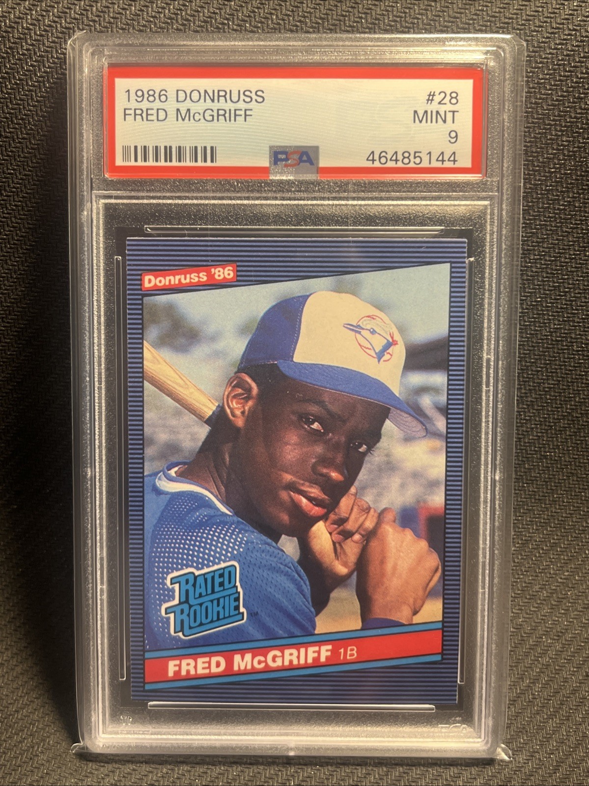 1986 DONRUSS FRED MCGRIFF RATED ROOKIE #28 PSA 9 TORONTO BLUE JAYS