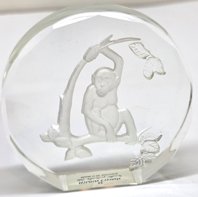 Danbury Mint Wildlife Crystal Paperweight Monkey Chimpanzee Animal