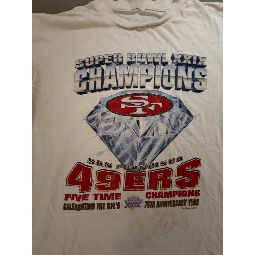 Camiseta blanca de fútbol americano NFL de los San Francisco 49ers Super Bowl XXIX Champions 1994 Foto 2 de 4