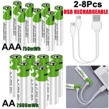 Lot 1.5V 2600mWh AA / AAA Battery Type-C USB Rechargeable Lithium ion Batteries