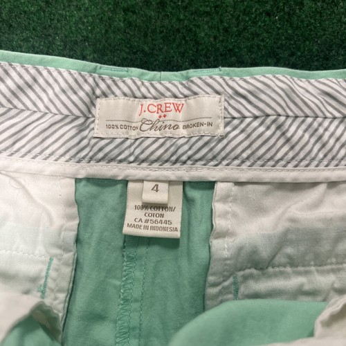 J. Crew Shorts Womens 4 Green Low Rise Chino Broken In Flat Front Pockets - Picture 4 of 8