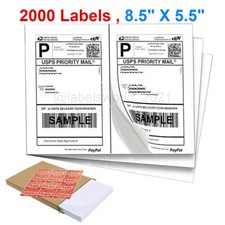 2000 8.5 x 5.5 Half Sheet Self Adhesive Shipping Labels for Laser Inkjet Printer