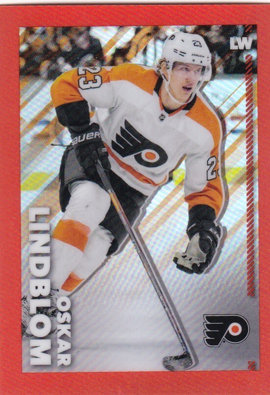 2022-23 Topps Chrome NHL Sticker #370 Oskar Lindblom SP ORANGE /25 MADE