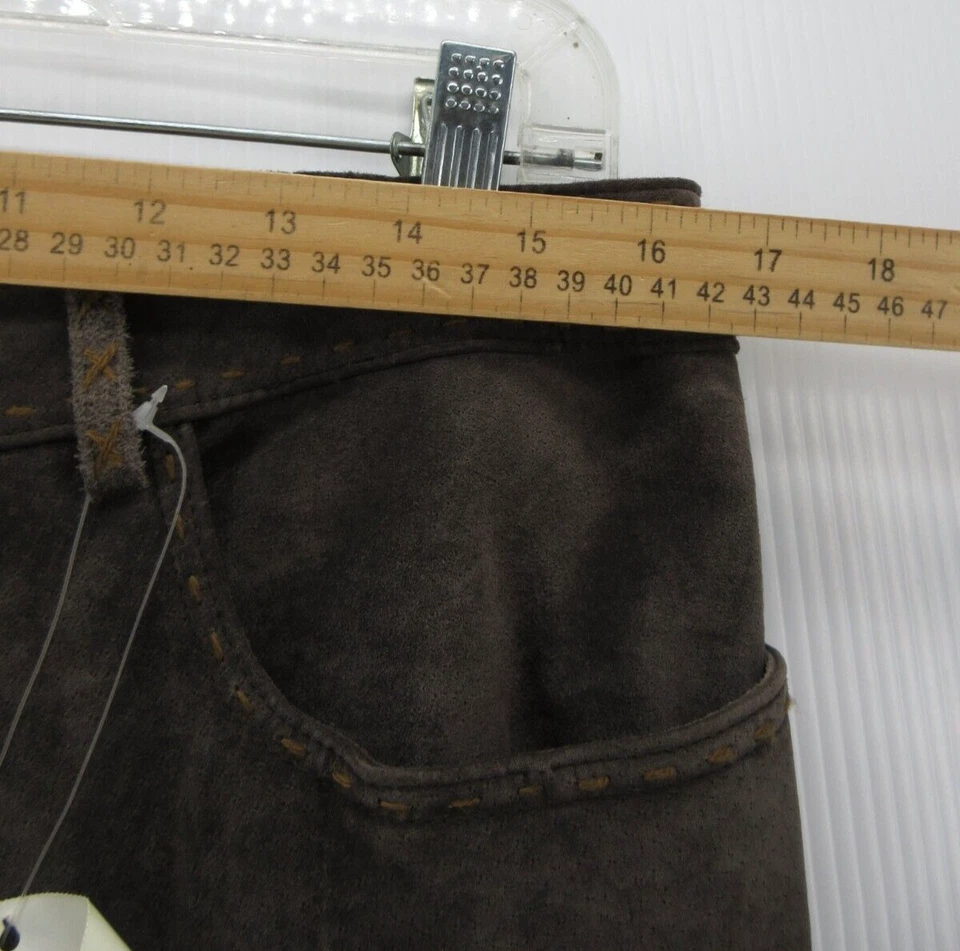 Pantalones DE COLECCIÓN Bloomingdales Mujer 12 Marrón Piel de Cerdo Cuero Cincuenta Nueve NUEVO Foto 4 de 4