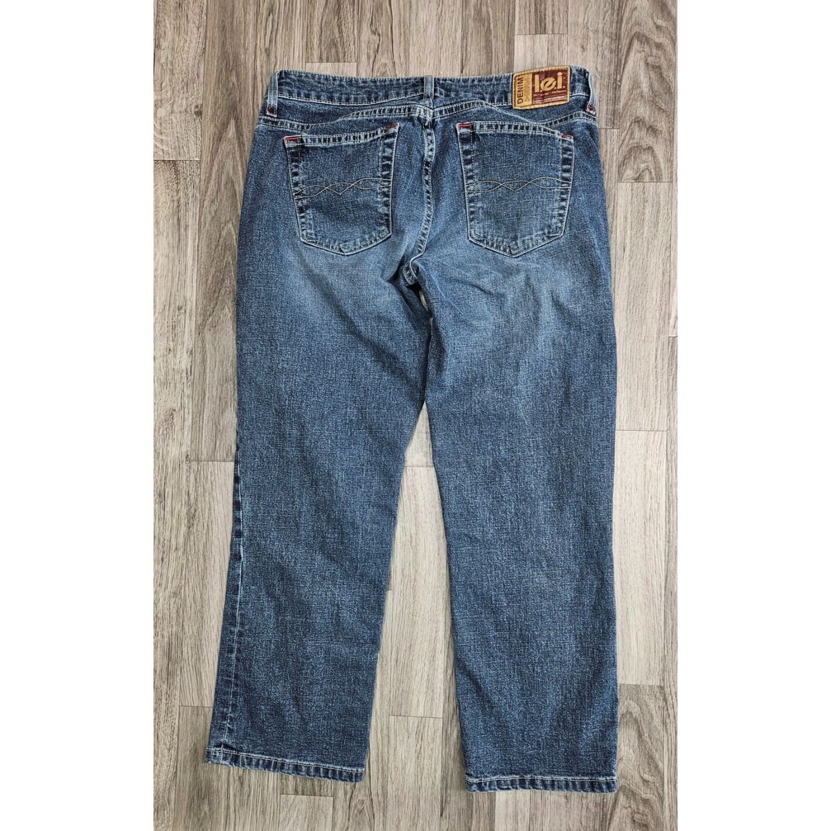 Juniors Size Pockets Straight Leg Cropped Denim Blue