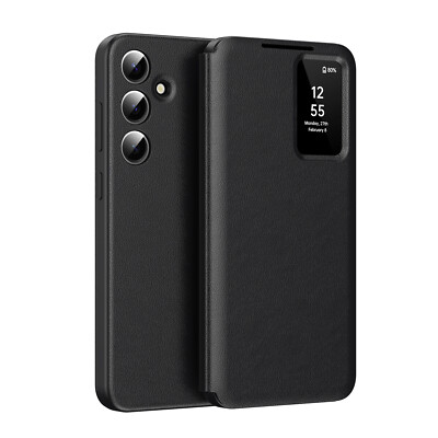 For Samsung S25 Ultra S24 S23 S22 S-View Card Holder Wallet Leather Smart Case
