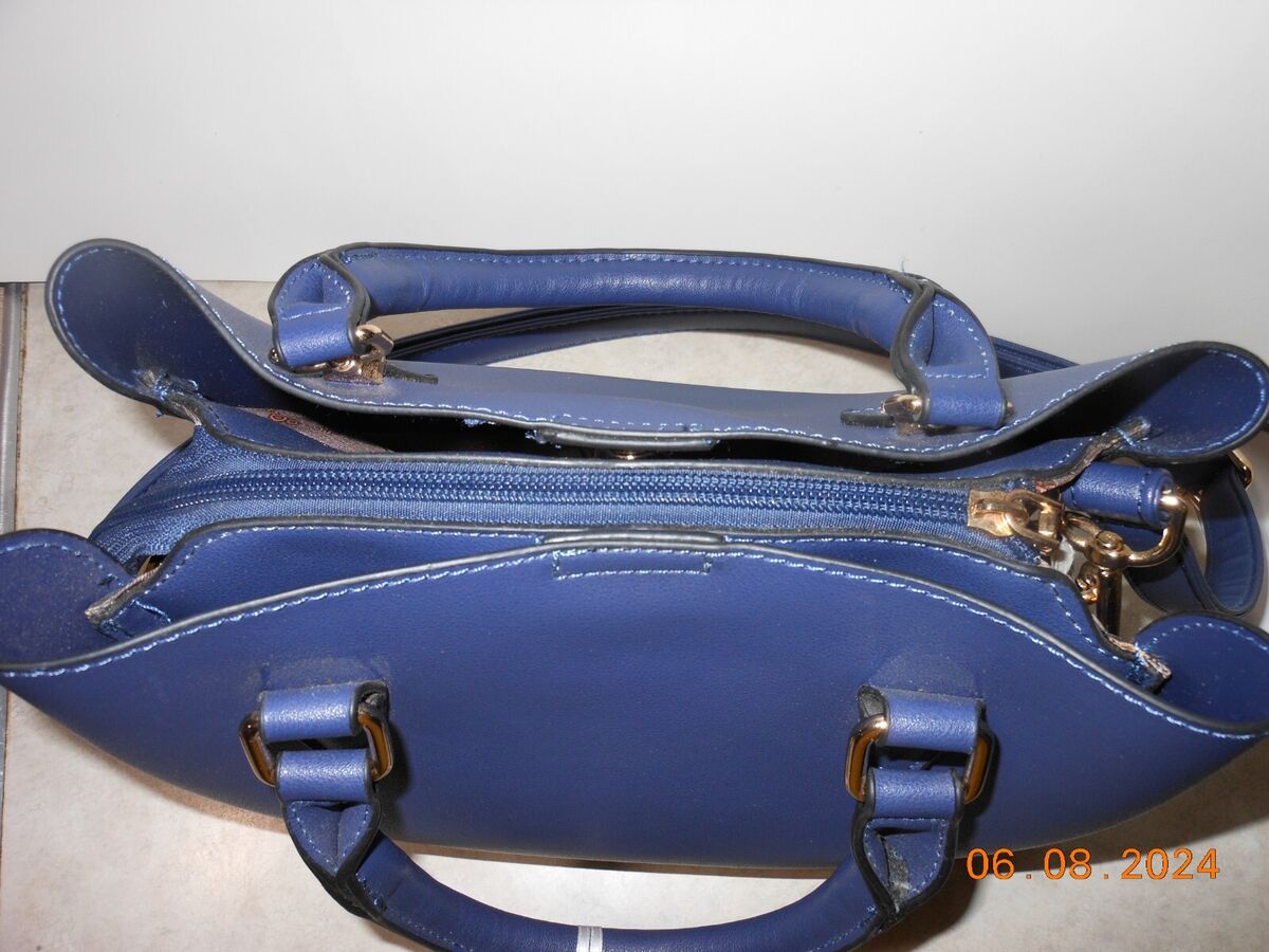 La Terre NWT Blue Vegan Leather Handbag Satchel Medium w La Terre NWT Blue Vegan Leather Handbag Satchel Medium w