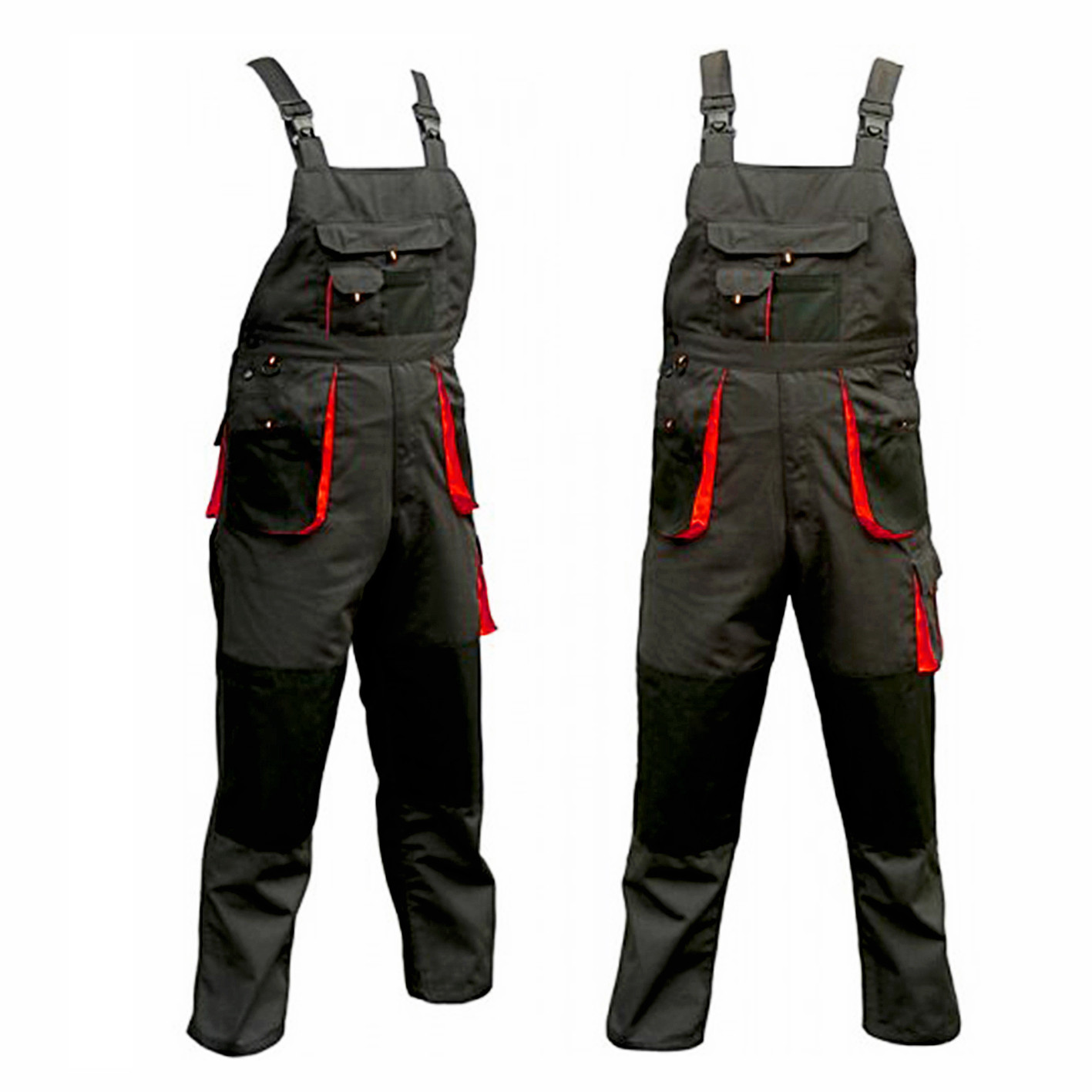 NEW Bib & Brace Overalls Mens Work Trousers Knee Pad Dungarees Multi