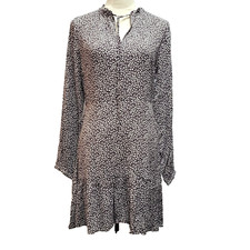 NWT $89  Loft Ann Taylor Vine Ruffle Tie Neck Dress  Long Sleeves Purple Sz 4