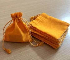 10 Pc Raw Silk Jewelry Pouch Bag tassle drawstring wedding party favor ORANGE