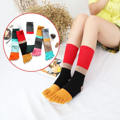 5 Pairs Women Breathable Striped Toe Socks Soft Five Finger Stockings Sports Gym - Picture 3 of 11