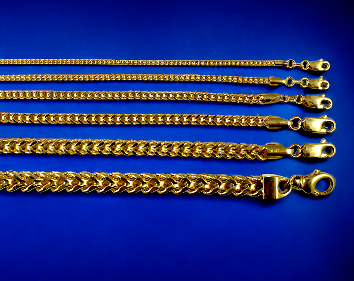 10K Yellow Gold Franco Box Square Chain Necklace Real Gold 16