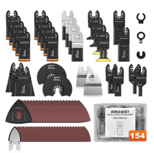 154pc Oscillating Multi Tool Blades Curved Saw Metal Wood Sandpaper Complete Kit
