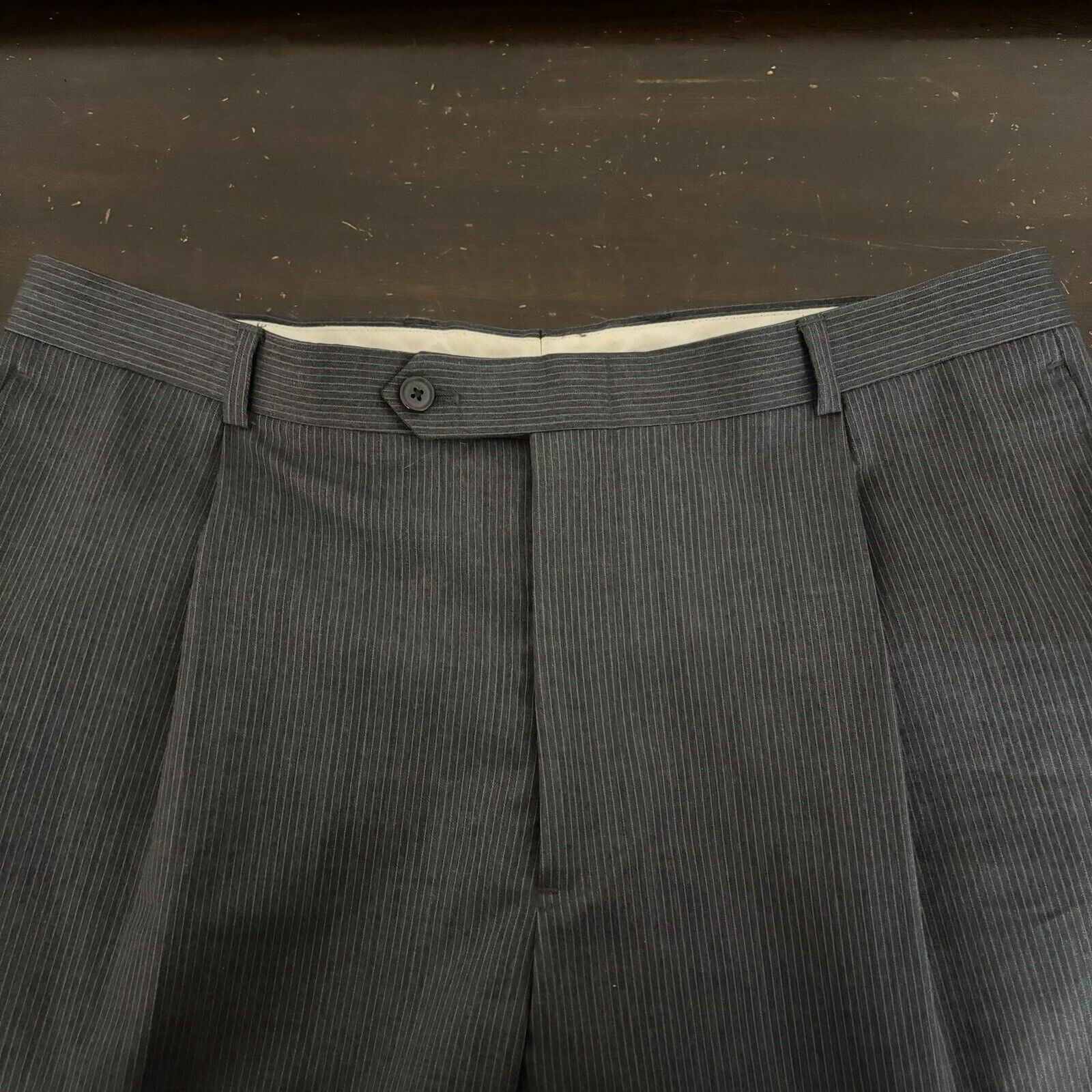 Claiborne 2 Piece Suit Mens 46R 36x31 Gray Stripe… - image 8