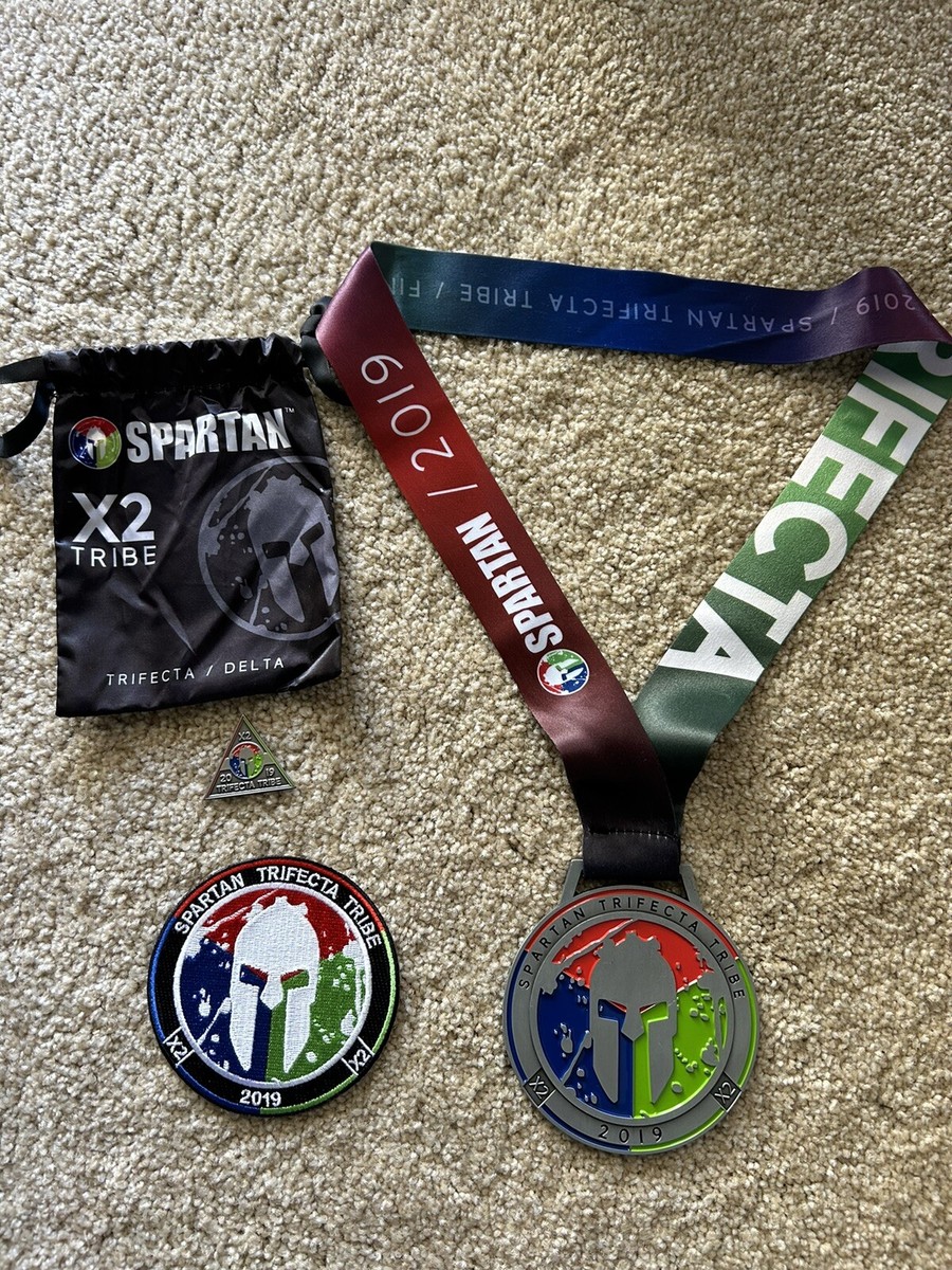 2019 Spartan Race Finisher Medal X2 Trifecta Plus Delta Wedge