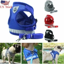 Small Medium Dog Nylon Mesh Harness Puppy Lead Leash Vest For Outdoor Walking US