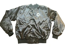 Vintage World Bird Sanctuary Nylon Bomber Jacket Black Large Made In USA