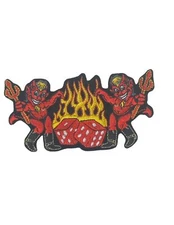 Biker Patch Embroidered Motorcycle Sew On Emblem Red Devil Dice 4.5"x2.25" NEW
