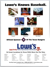 Texas Rangers Baseball Lowe's Hardware Store Advertisement 1998 8x10 Print