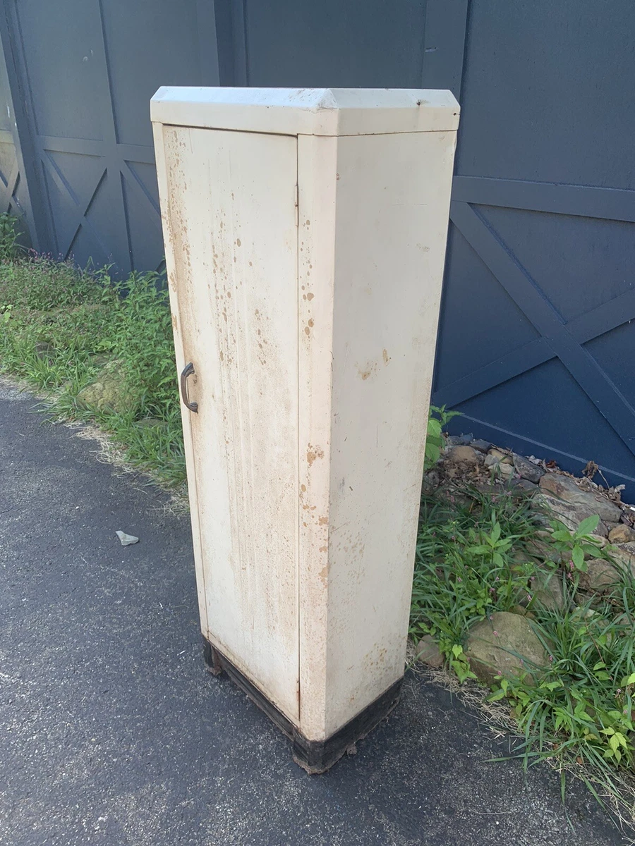Small Vintage MCM Art Deco Metal Pantry Cabinet Steel Kitchen Storage Cupboard
