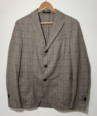 NWT Massimo Dutti Wool Sport Coat Jacket Houndstooth Made in Italy Sz US 38