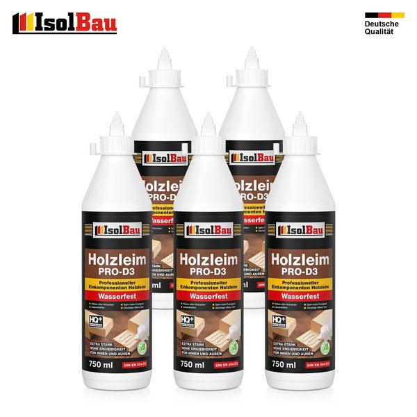 Holzleim D3 Holzkleber WeißLeim 5 X 750 Ml (860 G) Wasserfest Leim Kleber-image