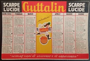 1953 GUTTALIN POLISHED SHOE ADVERTISING CALENDAR SEE...