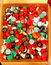 Lot of Approx 1500 Plastic Soda Pop Bottle Lids/Caps- Arts Crafts School Project