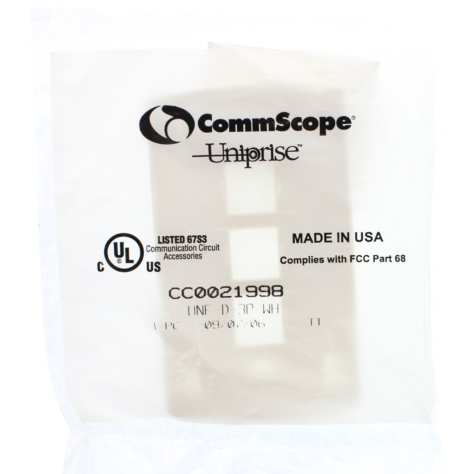 COMMSCOPE+UNF-D-3P-WH+FACE-PLATE+3-PORT+DESIGNER+W%2F+LABELS+WHITE+ ...