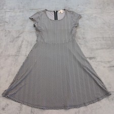 Michael Kors A-Line Dress Small Black Geometric Cap Sleeve Knee Length