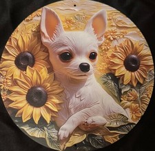 2 Chihuahua Round Metal Sign Wall Art