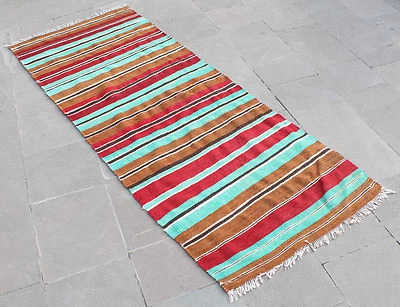 Tapis turc kilim 31''x78'' tissé à la main Antalya kilim 79x200cm - Photo 1/4