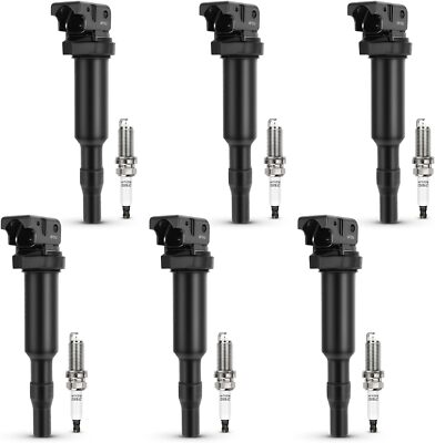 6x UF592 Ignition Coil & Spark Plugs Pack For 06-13 BMW 328i 328xi 528i 330i X3